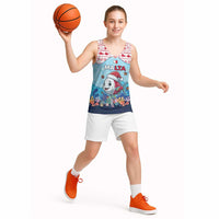 Malta Christmas Basketball Jersey with Santa Fish Malta Flag Coral Reef and Red Blue Festive Pattern Design - Wonder Print Shop