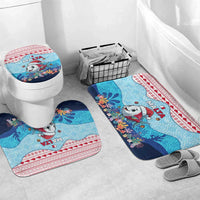 Malta Christmas Bathroom Set with Santa Fish Malta Flag Coral Reef and Red Blue Festive Pattern Design - Wonder Print Shop