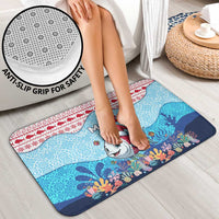 Malta Christmas Bathroom Set with Santa Fish Malta Flag Coral Reef and Red Blue Festive Pattern Design - Wonder Print Shop