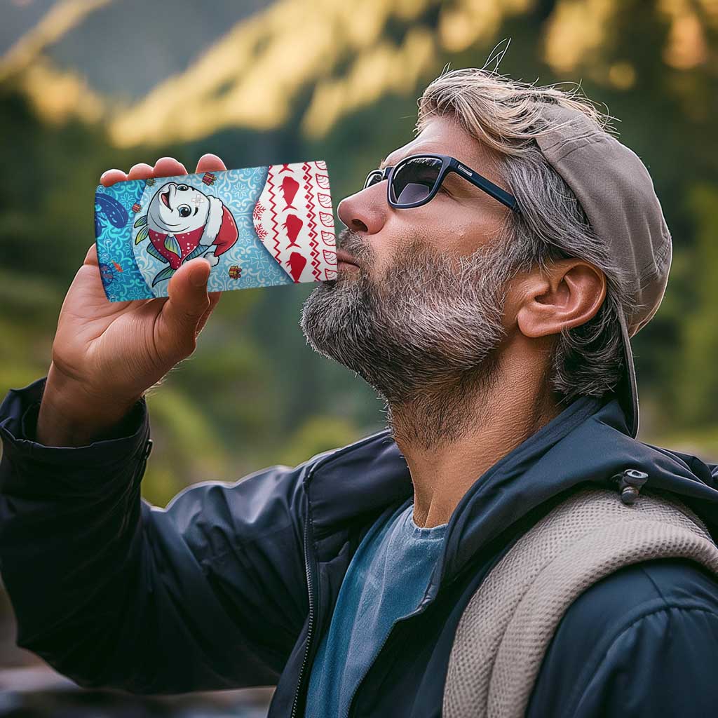 Malta Christmas 4 in 1 Can Cooler Tumbler with Santa Fish Malta Flag Coral Reef and Red Blue Festive Pattern Design - Wonder Print Shop