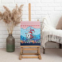 Malta Christmas Canvas Wall Art with Santa Fish Malta Flag Coral Reef and Red Blue Festive Pattern Design - Wonder Print Shop