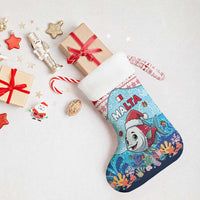 Malta Christmas Stocking with Santa Fish Malta Flag Coral Reef and Red Blue Festive Pattern Design - Wonder Print Shop