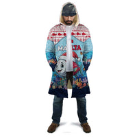 Malta Christmas Cloak with Santa Fish Malta Flag Coral Reef and Red Blue Festive Pattern Design - Wonder Print Shop