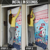 Malta Christmas Door Cover with Santa Fish Malta Flag Coral Reef and Red Blue Festive Pattern Design - Wonder Print Shop