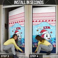 Malta Christmas Door Cover with Santa Fish Malta Flag Coral Reef and Red Blue Festive Pattern Design - Wonder Print Shop