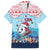 Malta Christmas Family Matching Off The Shoulder Long Sleeve Dress and Hawaiian Shirt with Santa Fish Malta Flag Coral Reef and Red Blue Festive Pattern Design - Wonder Print Shop