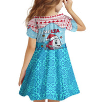 Malta Christmas Family Matching Summer Maxi Dress and Hawaiian Shirt with Santa Fish Malta Flag Coral Reef and Red Blue Festive Pattern Design - Wonder Print Shop