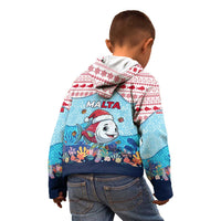 Malta Christmas Kid Hoodie with Santa Fish Malta Flag Coral Reef and Red Blue Festive Pattern Design - Wonder Print Shop
