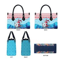 Malta Christmas Leather Bag with Santa Fish Malta Flag Coral Reef and Red Blue Festive Pattern Design - Wonder Print Shop
