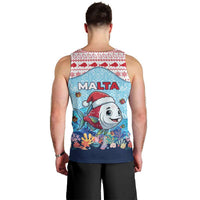 Malta Christmas Men Tank Top with Santa Fish Malta Flag Coral Reef and Red Blue Festive Pattern Design - Wonder Print Shop