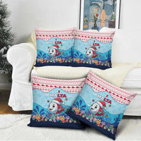 Malta Christmas Pillow Cover with Santa Fish Malta Flag Coral Reef and Red Blue Festive Pattern Design - Wonder Print Shop