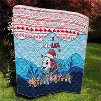 Malta Christmas Quilt with Santa Fish Malta Flag Coral Reef and Red Blue Festive Pattern Design - Wonder Print Shop