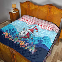 Malta Christmas Quilt with Santa Fish Malta Flag Coral Reef and Red Blue Festive Pattern Design - Wonder Print Shop