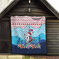Malta Christmas Quilt with Santa Fish Malta Flag Coral Reef and Red Blue Festive Pattern Design - Wonder Print Shop