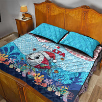 Malta Christmas Quilt Bed Set with Santa Fish Malta Flag Coral Reef and Red Blue Festive Pattern Design - Wonder Print Shop