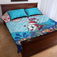 Malta Christmas Quilt Bed Set with Santa Fish Malta Flag Coral Reef and Red Blue Festive Pattern Design - Wonder Print Shop