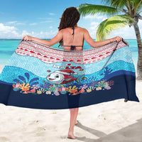 Malta Christmas Sarong with Santa Fish Malta Flag Coral Reef and Red Blue Festive Pattern Design - Wonder Print Shop