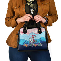 Malta Christmas Shoulder Handbag with Santa Fish Malta Flag Coral Reef and Red Blue Festive Pattern Design - Wonder Print Shop