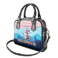 Malta Christmas Shoulder Handbag with Santa Fish Malta Flag Coral Reef and Red Blue Festive Pattern Design - Wonder Print Shop
