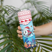 Malta Christmas Skinny Tumbler with Santa Fish Malta Flag Coral Reef and Red Blue Festive Pattern Design - Wonder Print Shop
