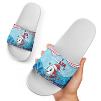 Malta Christmas Slide Sandals with Santa Fish Malta Flag Coral Reef and Red Blue Festive Pattern Design - Wonder Print Shop