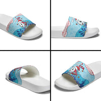 Malta Christmas Slide Sandals with Santa Fish Malta Flag Coral Reef and Red Blue Festive Pattern Design - Wonder Print Shop