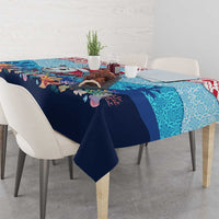 Malta Christmas Tablecloth with Santa Fish Malta Flag Coral Reef and Red Blue Festive Pattern Design - Wonder Print Shop