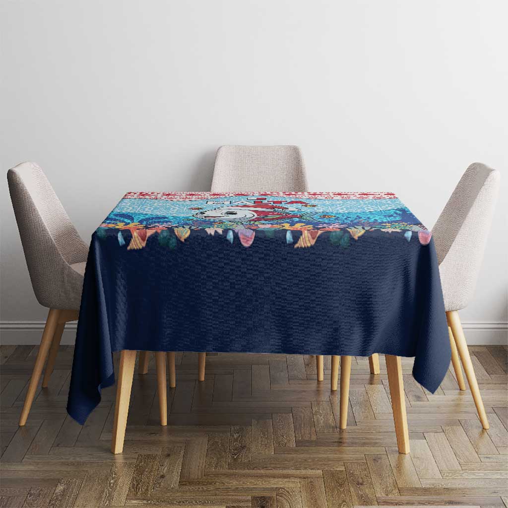 Malta Christmas Tablecloth with Santa Fish Malta Flag Coral Reef and Red Blue Festive Pattern Design - Wonder Print Shop