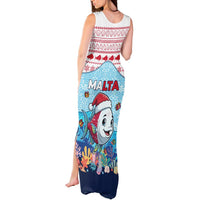 Malta Christmas Tank Maxi Dress with Santa Fish Malta Flag Coral Reef and Red Blue Festive Pattern Design - Wonder Print Shop