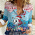 Malta Christmas Women Casual Shirt with Santa Fish Malta Flag Coral Reef and Red Blue Festive Pattern Design - Wonder Print Shop