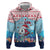 Malta Christmas Zip Hoodie with Santa Fish Malta Flag Coral Reef and Red Blue Festive Pattern Design - Wonder Print Shop
