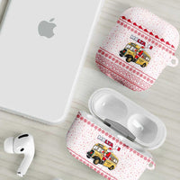 Malta Christmas AirPods Case with Santa Driving Vintage Bus Malta Flag and Red White Festive Pattern Design - Wonder Print Shop