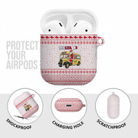 Malta Christmas AirPods Case with Santa Driving Vintage Bus Malta Flag and Red White Festive Pattern Design - Wonder Print Shop
