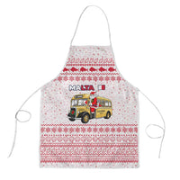 Malta Christmas Apron with Santa Driving Vintage Bus Malta Flag and Red White Festive Pattern Design - Wonder Print Shop