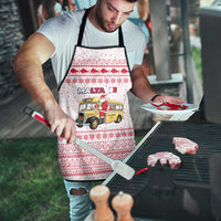 Malta Christmas Apron with Santa Driving Vintage Bus Malta Flag and Red White Festive Pattern Design - Wonder Print Shop