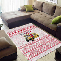 Malta Christmas Area Rug with Santa Driving Vintage Bus Malta Flag and Red White Festive Pattern Design - Wonder Print Shop