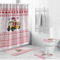 Malta Christmas Bathroom Set with Santa Driving Vintage Bus Malta Flag and Red White Festive Pattern Design - Wonder Print Shop