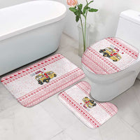 Malta Christmas Bathroom Set with Santa Driving Vintage Bus Malta Flag and Red White Festive Pattern Design - Wonder Print Shop