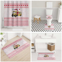 Malta Christmas Bathroom Set with Santa Driving Vintage Bus Malta Flag and Red White Festive Pattern Design - Wonder Print Shop