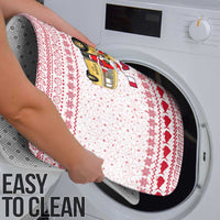 Malta Christmas Bathroom Set with Santa Driving Vintage Bus Malta Flag and Red White Festive Pattern Design - Wonder Print Shop