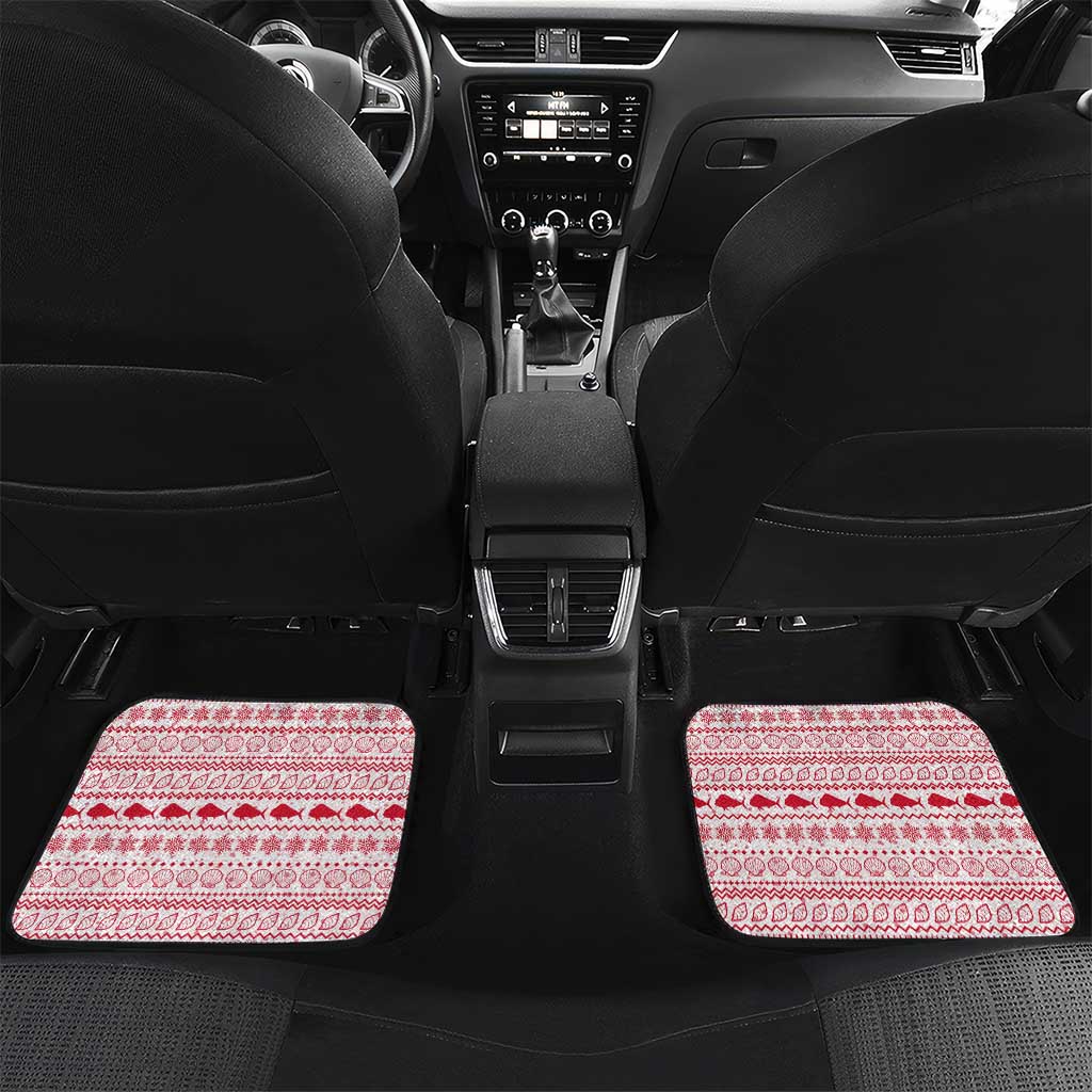 Malta Christmas Car Mats with Santa Driving Vintage Bus Malta Flag and Red White Festive Pattern Design - Wonder Print Shop
