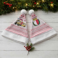 Malta Christmas Santa Hat with Santa Driving Vintage Bus Malta Flag and Red White Festive Pattern Design - Wonder Print Shop