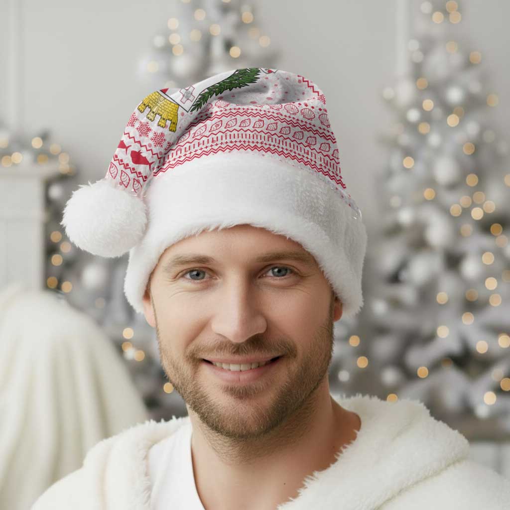 Malta Christmas Santa Hat with Santa Driving Vintage Bus Malta Flag and Red White Festive Pattern Design - Wonder Print Shop