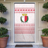 Malta Christmas Door Cover with Santa Driving Vintage Bus Malta Flag and Red White Festive Pattern Design - Wonder Print Shop