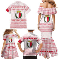 Malta Christmas Family Matching Mermaid Dress and Hawaiian Shirt with Santa Driving Vintage Bus Malta Flag and Red White Festive Pattern Design - Wonder Print Shop