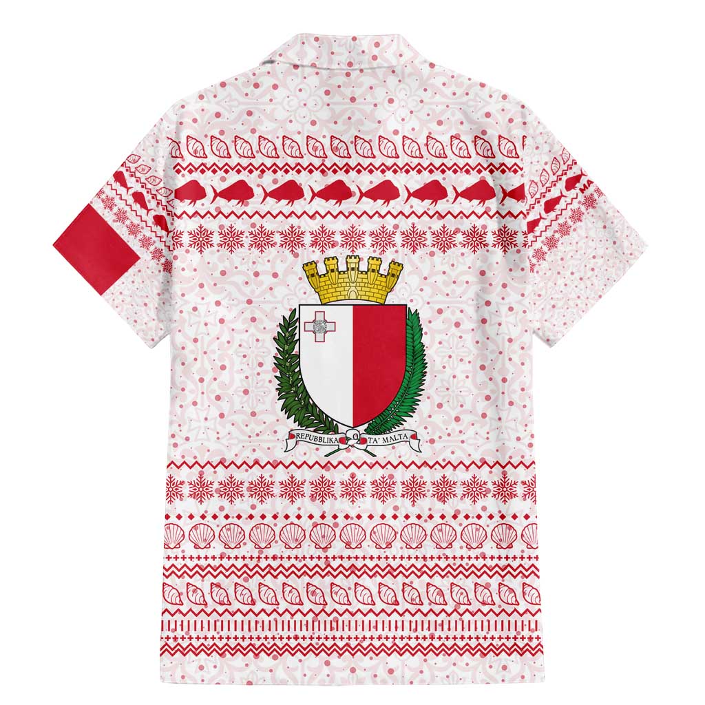 Malta Christmas Family Matching Mermaid Dress and Hawaiian Shirt with Santa Driving Vintage Bus Malta Flag and Red White Festive Pattern Design - Wonder Print Shop