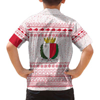 Malta Christmas Family Matching Off The Shoulder Long Sleeve Dress and Hawaiian Shirt with Santa Driving Vintage Bus Malta Flag and Red White Festive Pattern Design - Wonder Print Shop