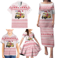 Malta Christmas Family Matching Puletasi and Hawaiian Shirt with Santa Driving Vintage Bus Malta Flag and Red White Festive Pattern Design - Wonder Print Shop