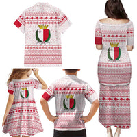 Malta Christmas Family Matching Puletasi and Hawaiian Shirt with Santa Driving Vintage Bus Malta Flag and Red White Festive Pattern Design - Wonder Print Shop