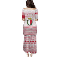 Malta Christmas Family Matching Puletasi and Hawaiian Shirt with Santa Driving Vintage Bus Malta Flag and Red White Festive Pattern Design - Wonder Print Shop